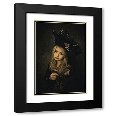 Bloody Rose Black Modern Wood Framed Art Print with Double Matting by Koiki