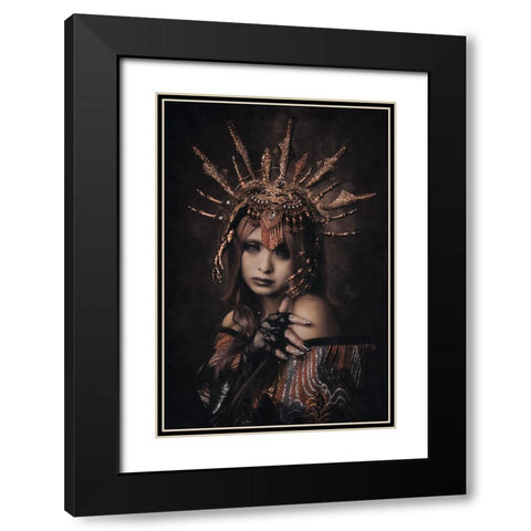 Bloody Rose Black Modern Wood Framed Art Print with Double Matting by Koiki