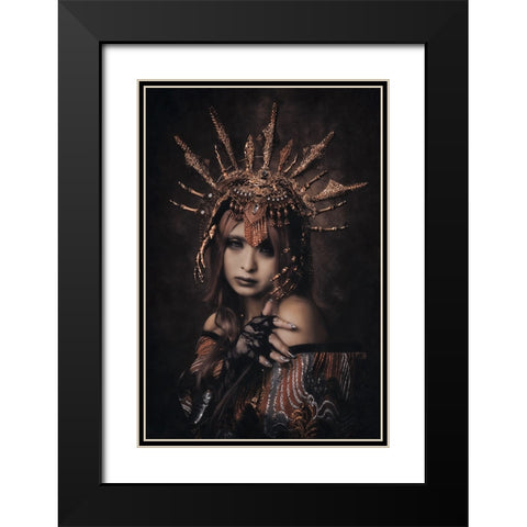 Bloody Rose Black Modern Wood Framed Art Print with Double Matting by Koiki