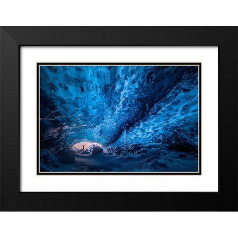 Blue Crystal Cave Black Modern Wood Framed Art Print with Double Matting by Zhen Yu, James