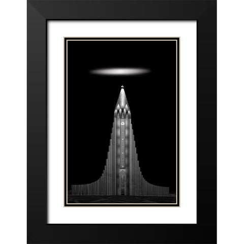 Hallgrasmskirkja Church In Iceland Black Modern Wood Framed Art Print with Double Matting by Wang, Ti