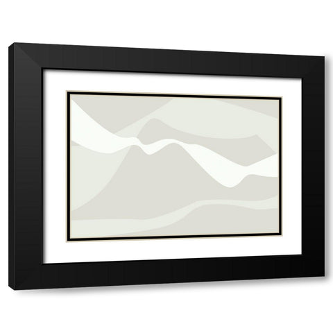 Mountain Waves Beige Black Modern Wood Framed Art Print with Double Matting by 1x Studio II