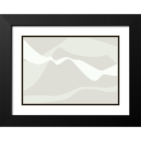 Mountain Waves Beige Black Modern Wood Framed Art Print with Double Matting by 1x Studio II