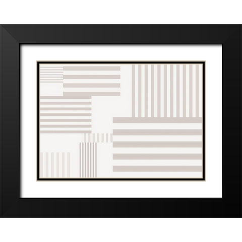 Pattern Stripes Warm Black Modern Wood Framed Art Print with Double Matting by 1x Studio II