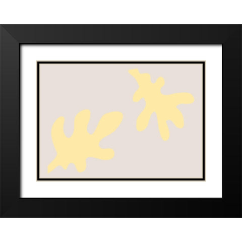 Leaves Yellow Black Modern Wood Framed Art Print with Double Matting by 1x Studio II
