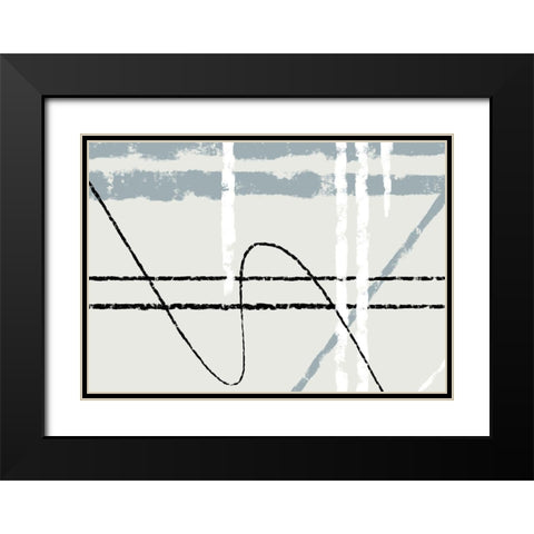 Messy Lines 02 Black Modern Wood Framed Art Print with Double Matting by 1x Studio II