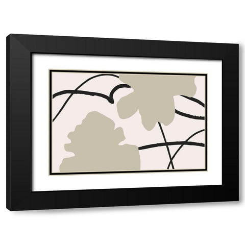 Flower wall 02 Black Modern Wood Framed Art Print with Double Matting by 1x Studio II