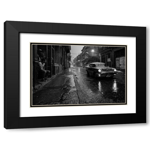 Havana in the rain Black Modern Wood Framed Art Print with Double Matting by Sye, Murray
