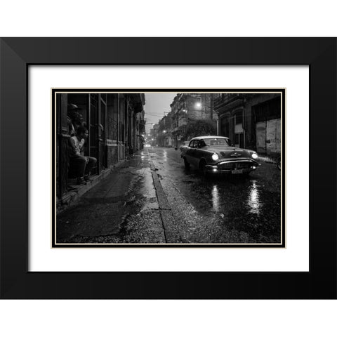 Havana in the rain Black Modern Wood Framed Art Print with Double Matting by Sye, Murray