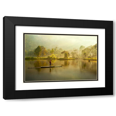 Morning At Situ Gunung Black Modern Wood Framed Art Print with Double Matting by Bunjamin (Abe), Antonyus