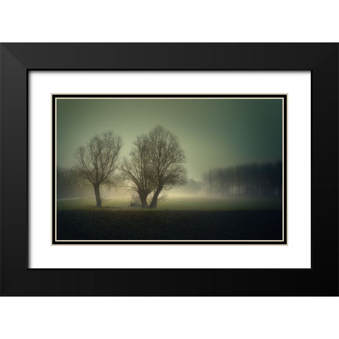 Morning Lights Black Modern Wood Framed Art Print with Double Matting by Pessotto, Tommaso