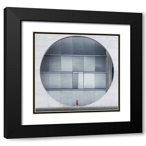 Walking In A Circle Black Modern Wood Framed Art Print with Double Matting by De Hoog, Roelof
