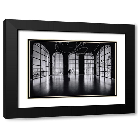 Balcony on Milan Black Modern Wood Framed Art Print with Double Matting by Tagliarino, Marco