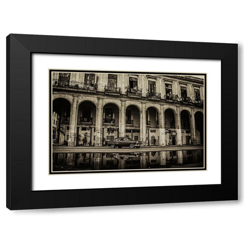 Habana street Black Modern Wood Framed Art Print with Double Matting by Morishige, Koji