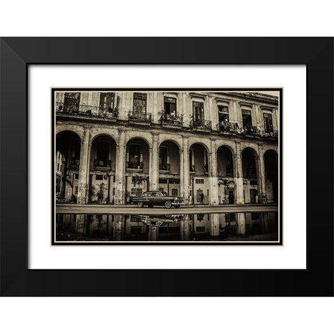 Habana street Black Modern Wood Framed Art Print with Double Matting by Morishige, Koji