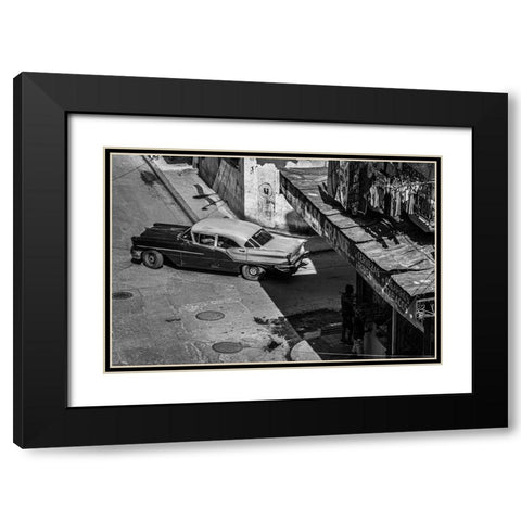 Habana street Black Modern Wood Framed Art Print with Double Matting by Morishige, Koji