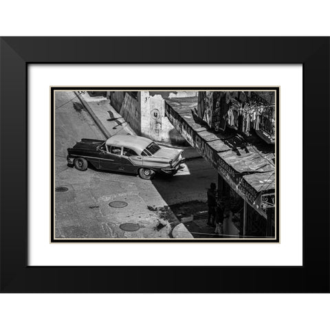 Habana street Black Modern Wood Framed Art Print with Double Matting by Morishige, Koji