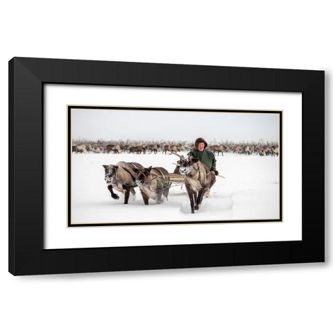 Semjon Black Modern Wood Framed Art Print with Double Matting by Rebro, Marcel
