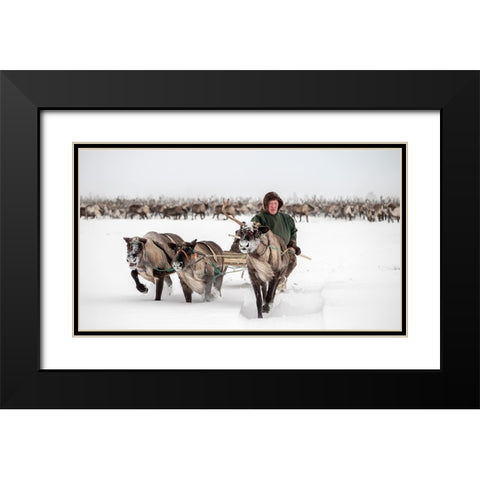 Semjon Black Modern Wood Framed Art Print with Double Matting by Rebro, Marcel