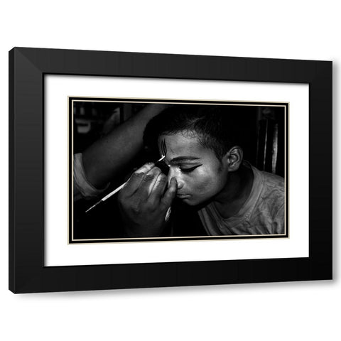 Face Painter Black Modern Wood Framed Art Print with Double Matting by Biswas, Kuntal