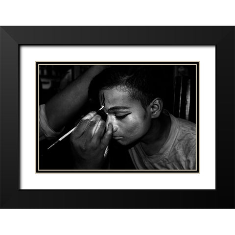 Face Painter Black Modern Wood Framed Art Print with Double Matting by Biswas, Kuntal