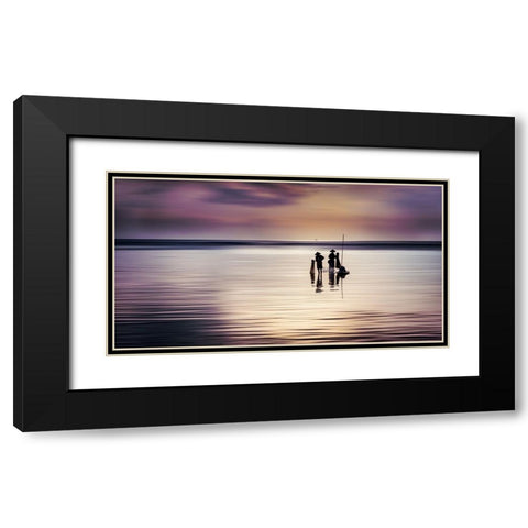 The Fishermen Black Modern Wood Framed Art Print with Double Matting by Herlihy, Diarmuid
