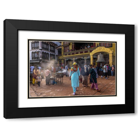 The Lady In Blue Black Modern Wood Framed Art Print with Double Matting by Faigenbaum, Ilan