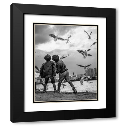 Tokyo Bay Area Black Modern Wood Framed Art Print with Double Matting by Sirou.Minami