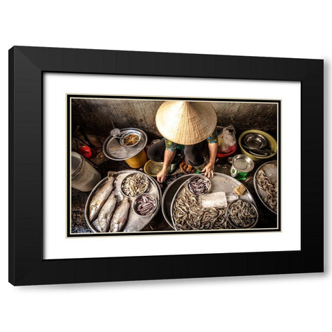 Daily Life At The Market Black Modern Wood Framed Art Print with Double Matting by Carlos Duran, Juan