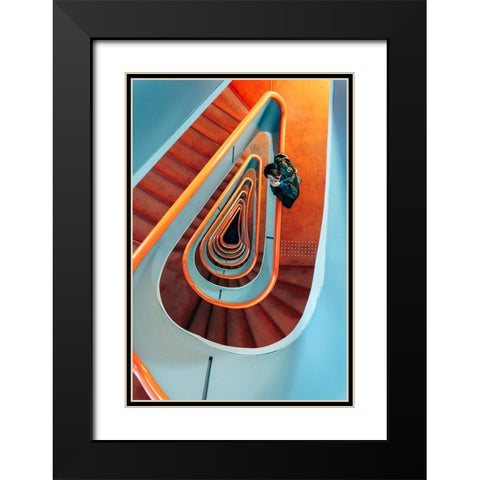 Spiral. Black Modern Wood Framed Art Print with Double Matting by H112O1