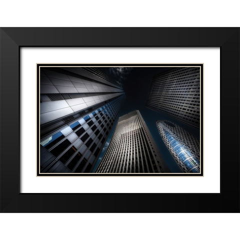 Shinjuku-4 Black Modern Wood Framed Art Print with Double Matting by Suzuki, Daiki