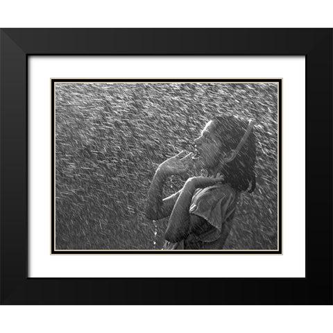 Bath In Rain Black Modern Wood Framed Art Print with Double Matting by Nayyer Reza, Sayyed
