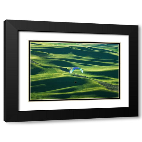 Flying Black Modern Wood Framed Art Print with Double Matting by Xu, Tony