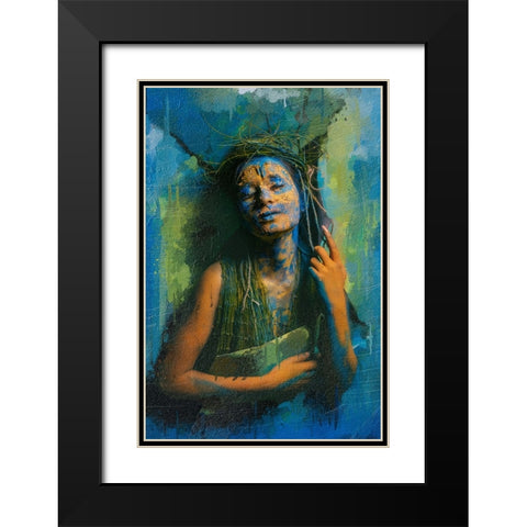 Mother Earth Black Modern Wood Framed Art Print with Double Matting by Das, Prithul