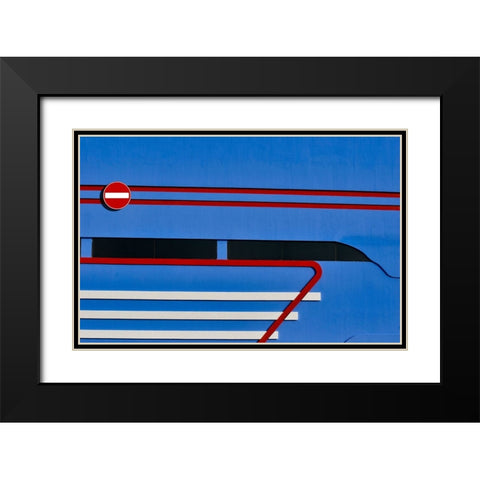 No Entry Black Modern Wood Framed Art Print with Double Matting by Alsharif, Yahia