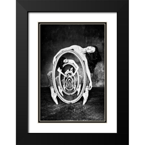 The Infinity Of Existence Black Modern Wood Framed Art Print with Double Matting by Malysheva, Tatiana
