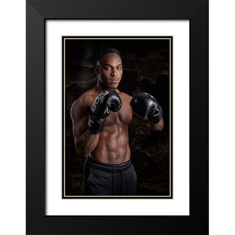 Boxing Black Modern Wood Framed Art Print with Double Matting by Slotboom, Jan