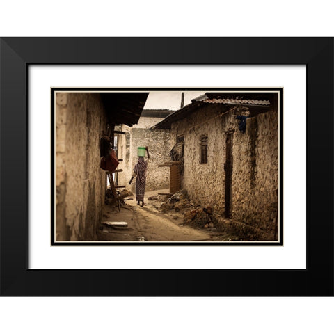 Woman Black Modern Wood Framed Art Print with Double Matting by Mirica, Dan