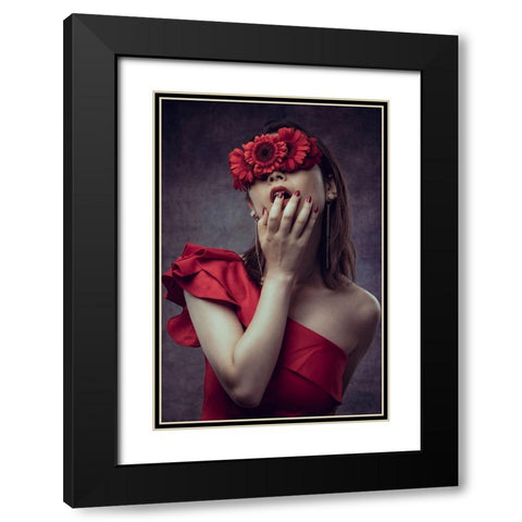 Gerbera girl Black Modern Wood Framed Art Print with Double Matting by Sumimoto, Suguru