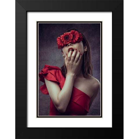 Gerbera girl Black Modern Wood Framed Art Print with Double Matting by Sumimoto, Suguru