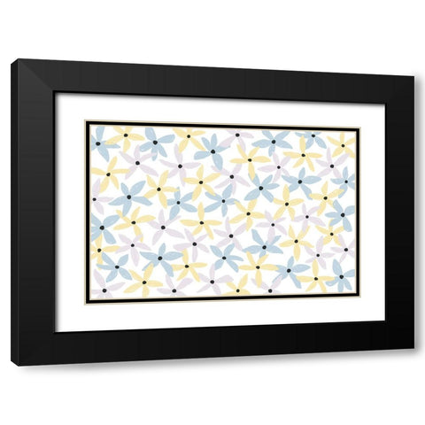 Playful Flowers Black Modern Wood Framed Art Print with Double Matting by Uplusmestudio