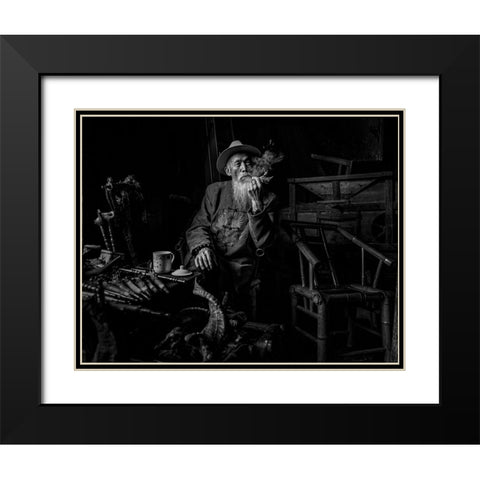 Antique Shop Black Modern Wood Framed Art Print with Double Matting by Zeng, Jiahong