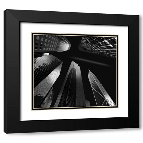 Skyscrapers Black Modern Wood Framed Art Print with Double Matting by Zeng, Jiahong