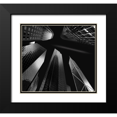 Skyscrapers Black Modern Wood Framed Art Print with Double Matting by Zeng, Jiahong