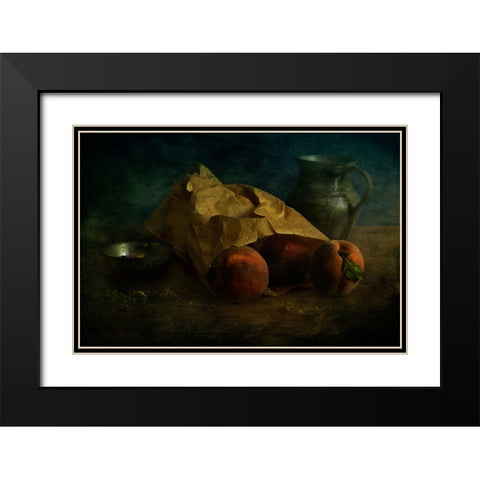 Peaches Black Modern Wood Framed Art Print with Double Matting by Sahin, Ramiz