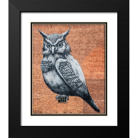 Tag Owl Hasselt Black Modern Wood Framed Art Print with Double Matting by Philippe, Laruelle