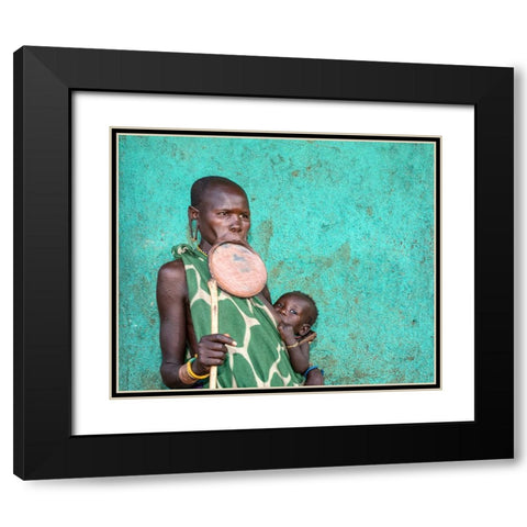 Mother And Child Black Modern Wood Framed Art Print with Double Matting by Wiener, Iris