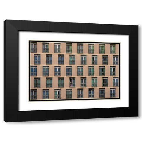 Cells Black Modern Wood Framed Art Print with Double Matting by Kravanja, Jure