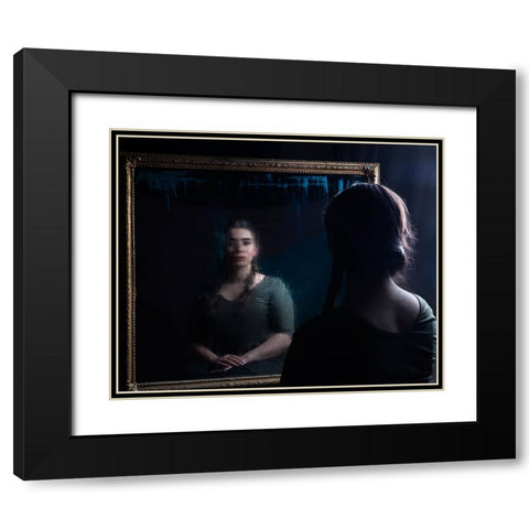Mirror Black Modern Wood Framed Art Print with Double Matting by Marjanmashhadi