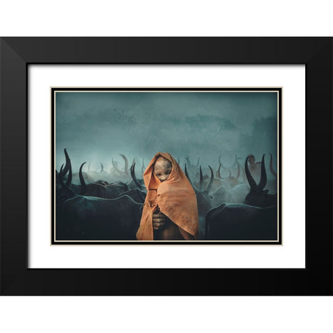 Children of Mundari, South Sudan Black Modern Wood Framed Art Print with Double Matting by Yosifov, Svetlin